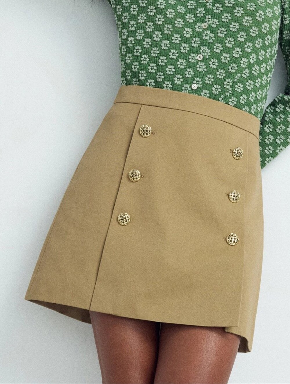 Adam Lippes Double Placket Twill Mini Skirt Cotton Size 8